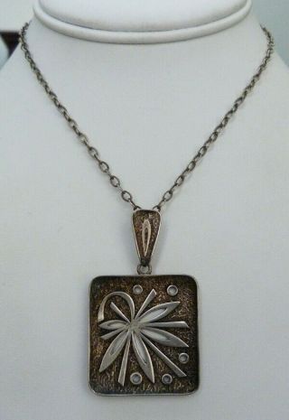 Vtg Modernist Willi Nonnenmann Germany Sterling Silver Cut Out Pendant Necklace