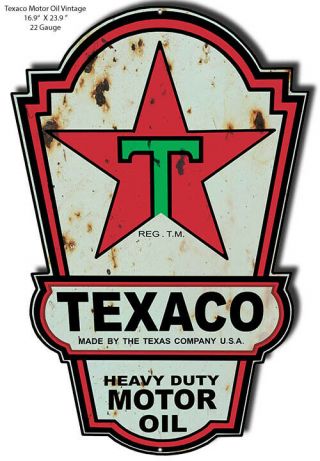 Vintage Antique Style Metal Sign Texaco Motor Oil 16x23