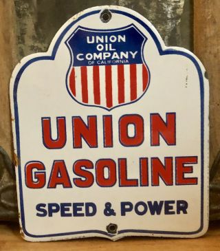 Vintage Porcelain Union Gasoline Enamel Sign 6 X 5.  5 Inch