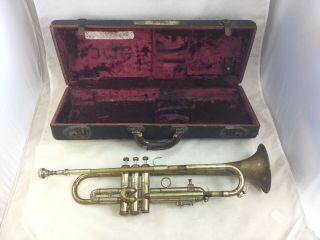 Vintage Frank Holton Model 48 Trumpet W/ Vincent Bach 7c Mouthpiece