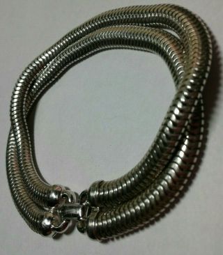 Vintage Sterling Silver 925 Forstner Double Snake Chain Bracelet 28.  9 Grams 2
