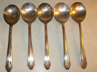 1939 Wm.  Rogers Sectional Is Silverplate Imperial Set Of 5 Soup Spoons