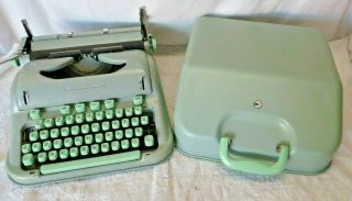 1960s Hermes 3000 Seafoam Green Portable Typewriter Case Made In Switzerland
