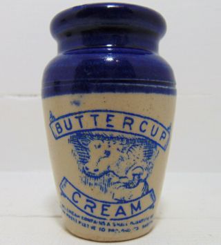 Blue Top/print Buttercup Dairy Cream Pot With Cow & Milkmaid Pictorial C1915