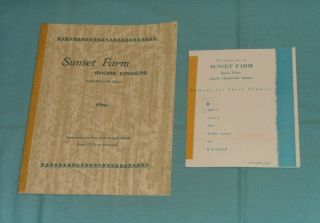 Vintage Sunset Farm Shore Dinners Menu And Brochure South Harpswell Maine