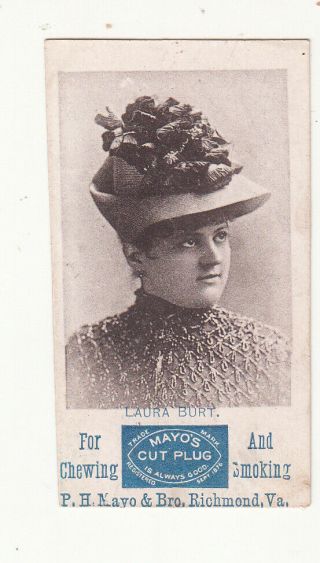 P H Mayo Cut Plug Chewing Tobacco Laura Burt Richmond Va Vict Card 1880s