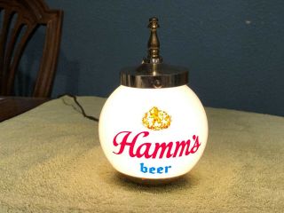 Vintage Hamm ' s Beer Lighted Globe Sign Back Bar Tavern Shelf Sconce Light Lamp 2
