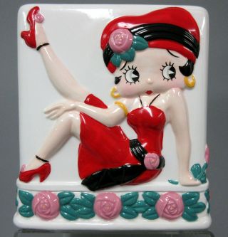 Betty Boop In Red Dress Bed Of Roses Ceramic 3d Tissue Box Holder Pink Rose