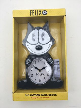Felix The Cat 3d Animated Motion Wall Clock / Eyes Move & Tail Swings / Nib Xmas
