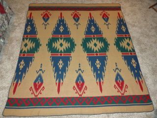 Vintage Beacon Camp Blanket Wool/cotton Southwest Indian Design