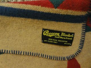 Vintage Beacon Camp Blanket Wool/Cotton Southwest Indian Design 3