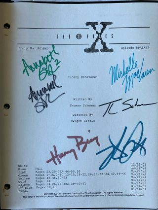 Autographed Scary Monsters X - Files White Production Script