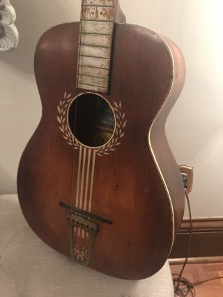 Vintage 1930s Supertone Parlor Acoustic Guitar As/is For Restoration