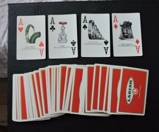 Vintage Playing Cards Game Complete Ladish Advertising Metal Forging Co Vf