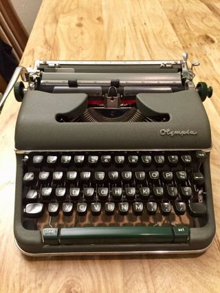 Vintage Olympia Sm4 Signature S Portable Typewriter,  Green,  W/case,  1960s