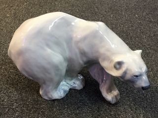 Very Hard To Find Royal Copenhagen Large Walking Polar Bear Figurine 1137