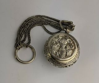 Chinese Antique Silver Chatelaine Snuff / Opium Box - Peranakan Malay Qing C19th