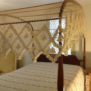 Canopy Full/double Bed Size - Vintage Fishnet Double Diamond Pattern - Handmade
