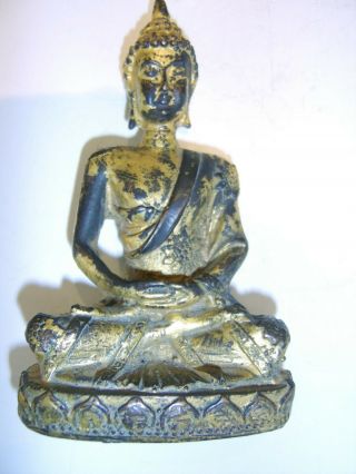 Rare 15th 16th Century Buddha Chinese Antique Bronze God Figure Gold Decoration