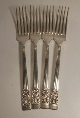 Oneida Community Silverplate " Coronation " Pattern Set Of 4 Dinner Forks 7 5/8 "