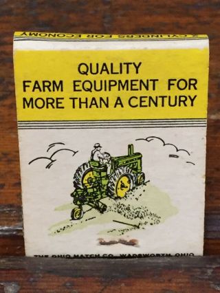 Vintage John Deere Equipment Full Nos Matchbook Grover Implement Co.  Amboy,  Mn