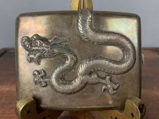 19th/20th C.  Chinese Dragon Silver Cigarette Box