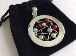 Peruvian 950 Sterling Silver Jewelry Charm Pendant W/huayruro Seeds Dreamcatcher