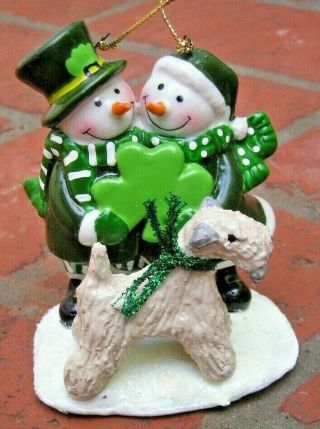Soft Coated Wheaten Terrier Irish Snowman Couple Ornament