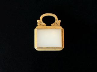 Ming/qing Dynasty 17th Century Chinese Jade And Gilt Bronze Belt Hook / Pendant
