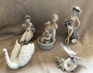 Lladro Porcelain Figurines Set Of 5 Pieces; Hand Made In Spain