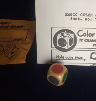 Vintage E - Z Magic Trick Magic Color Cube Wooden Color Change Paddle Move