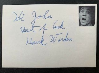Signed In 1964 - Hank Worden - Vintage Autograph - 17 Movies With John Wayne -