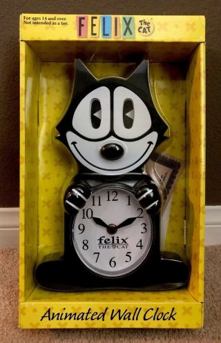 Felix The Cat 3d Animated Motion Wall Clock / Eyes Move & Tail Swings / Nib