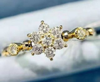 0.  5ct 100 Natural Diamond 14k Yellow Gold Cluster Ring Mj1009 - 1