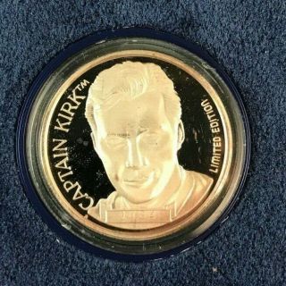 1991 Star Trek 25th Anniversary Captain Kirk 1 Oz.  999 Silver Coin (cs 488)