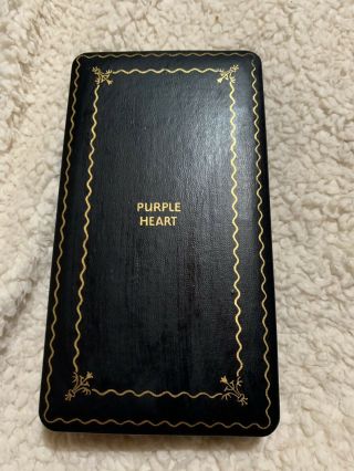 Vintage WW2 WWII Purple Heart Medal Box Coffin Case Only Empty Militaria 2