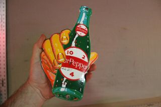 Drink Dr Pepper 10 2 4 Bottle Hand Porcelain Metal Sign Cooler Machine Soda Pop