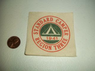 Vintage Bsa Boy Scouts Region Three Standard Camper 1941 Patch
