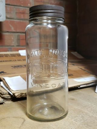 Vintage White House Vinegar Preserving Jar 1 Pint 10 Oz.  With Glass Lid And Band