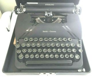 Vtg Black Smith Corona Sterling Typewriter 4a Floating Shift W Case