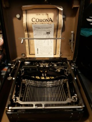 Antique Corona Typewriter Company No 3 Folding Portable W/case Vintage Milwaukee