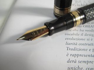 OMAS Arte Italiana Art Deco Limited Edition Grey - Black Fount pen M 14kt nib MIB 2