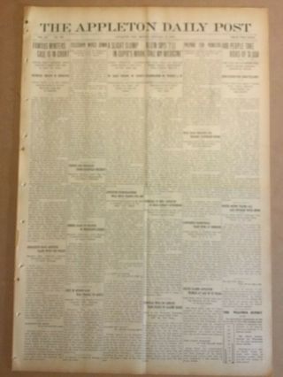 The Appleton Daily Post (wi),  Three Issues,  January 13,  14,  & 15,  1908