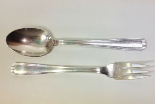 Alfenide Christofle Silver Plate " Art Deco " Serving Spoon & Fork Circa 1935.