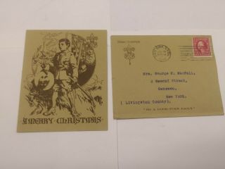 Boy Scout Christmas Card,  Folding Type,  Postmarked 1916 On The Envelope