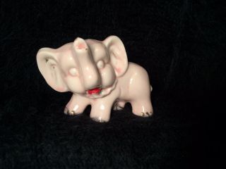 Vintage Figurine Japan Pink Elephant 3” Ceramic Miniature Hand Painted Kitsch