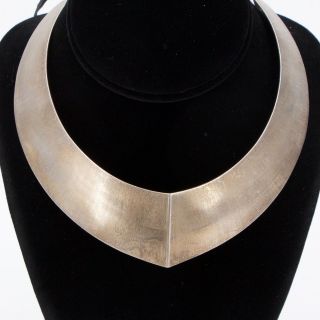Vtg Sterling Silver Mexico Taxco Chunky Modern 14 " Collar Choker Necklace 77.  5g