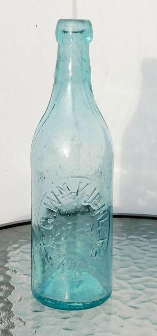 Light Aqua Soda Bottle - G.  Wm Kiehl York,  Pa - Baltimore Loop Top - Uncommon