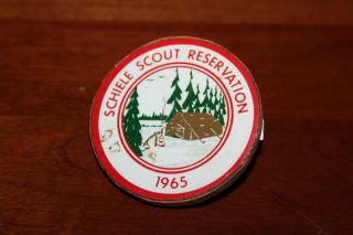 Vintage 1965 Schiele Scout Reservation Handmade Wooden Neckerchief Slide