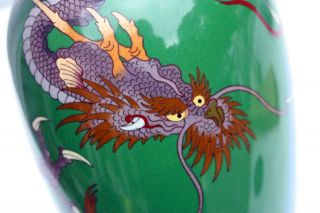 Antique Japanese Meiji Period Cloisonne Enamel Dragon Vase.